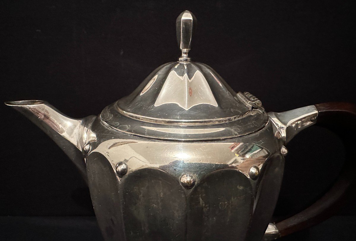 Art Deco Silver Metal Coffee Server By Roux Marquiand Et Gallia 1930-photo-3