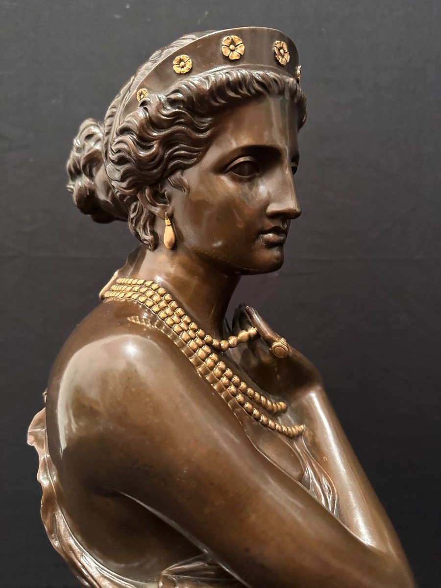 Buste Femme  Bronze Hélène De Troie Par Jean- Baptiste Clésinger Barbedienne Fondeur 1860-photo-2