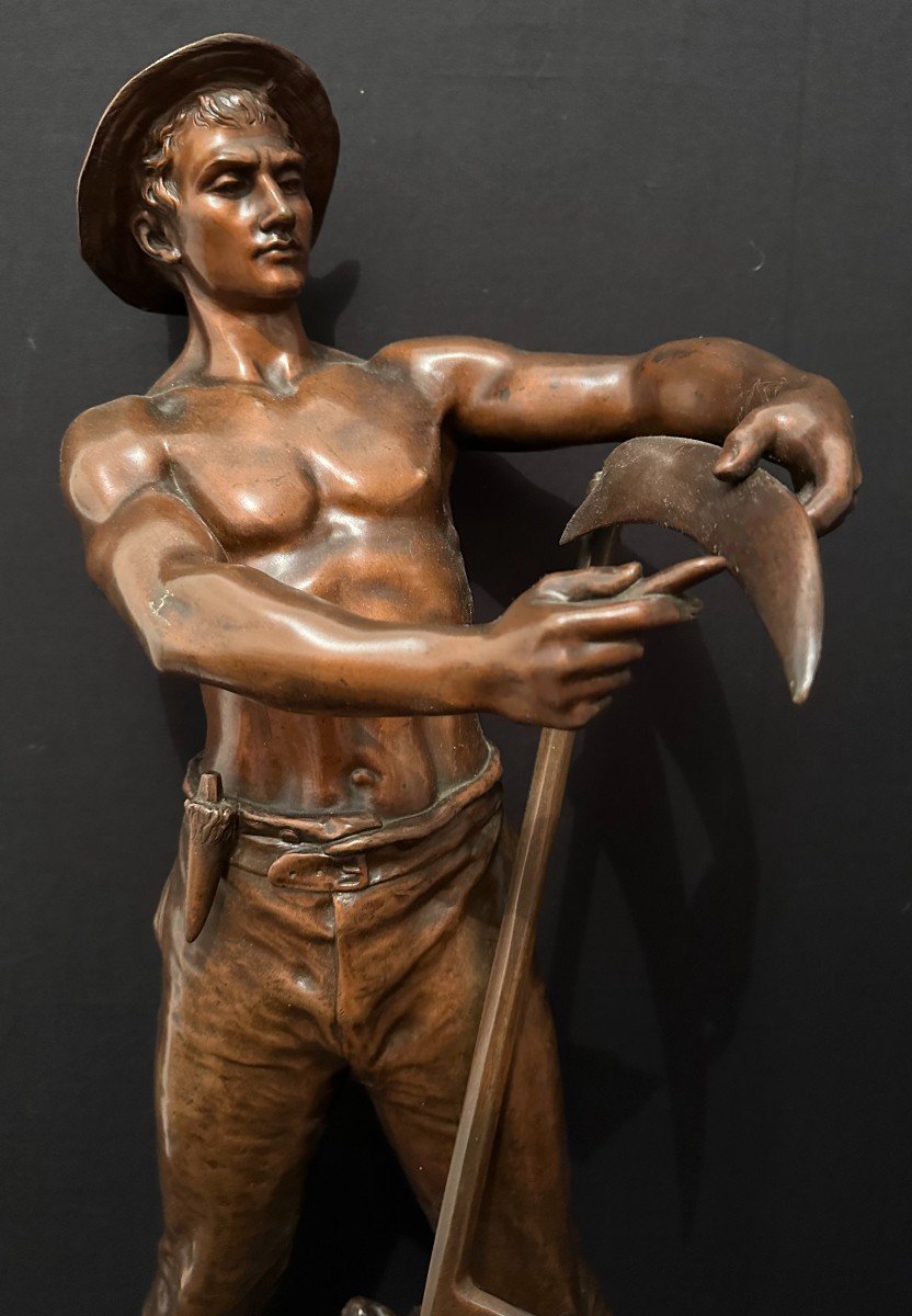 Large Bronze The Reaper By Gaudez 71 Cm Late 19th Century-photo-2