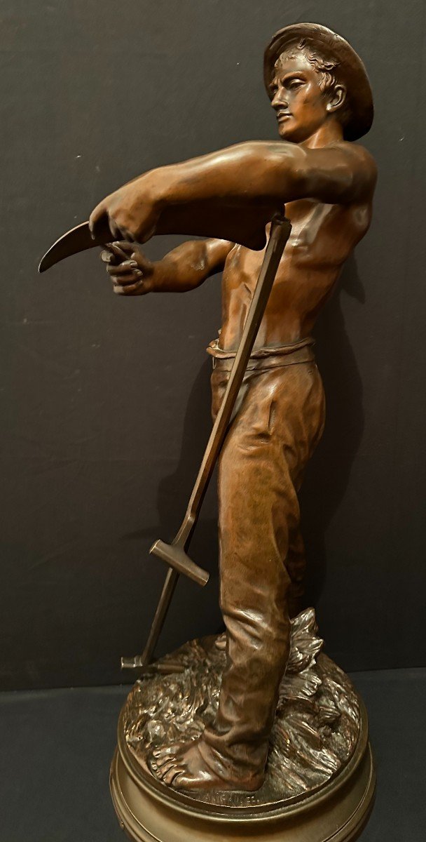 Large Bronze The Reaper By Gaudez 71 Cm Late 19th Century-photo-4