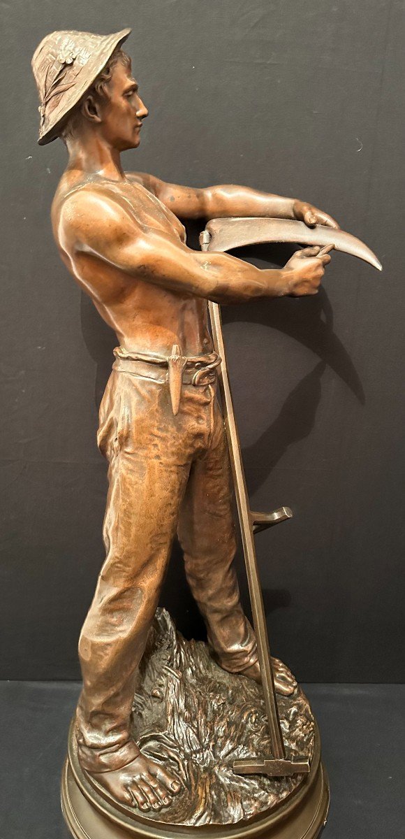 Large Bronze The Reaper By Gaudez 71 Cm Late 19th Century-photo-6