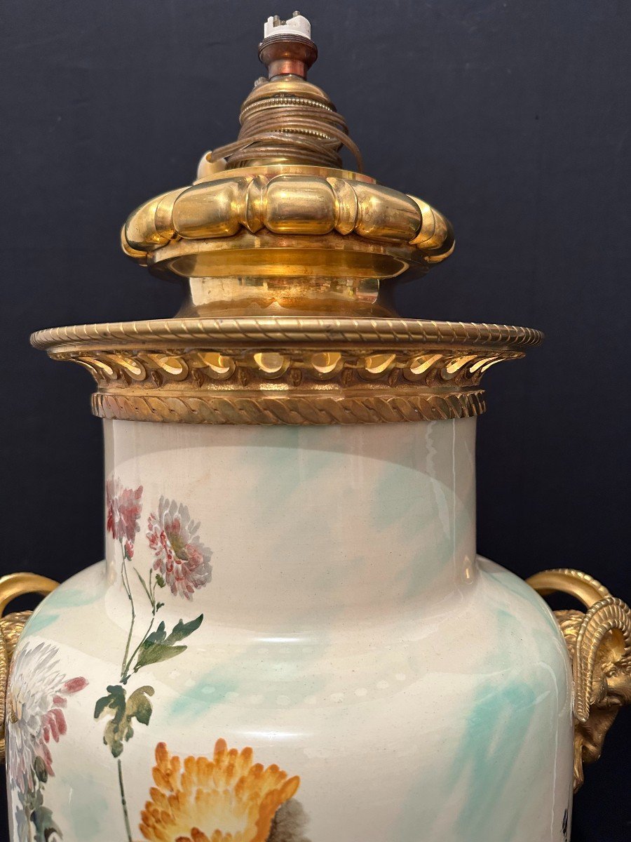 Very Important Keller And Guérin Lunéville Lamp Vase 80 Cm Mounted Gilt Bronze 1880-photo-2