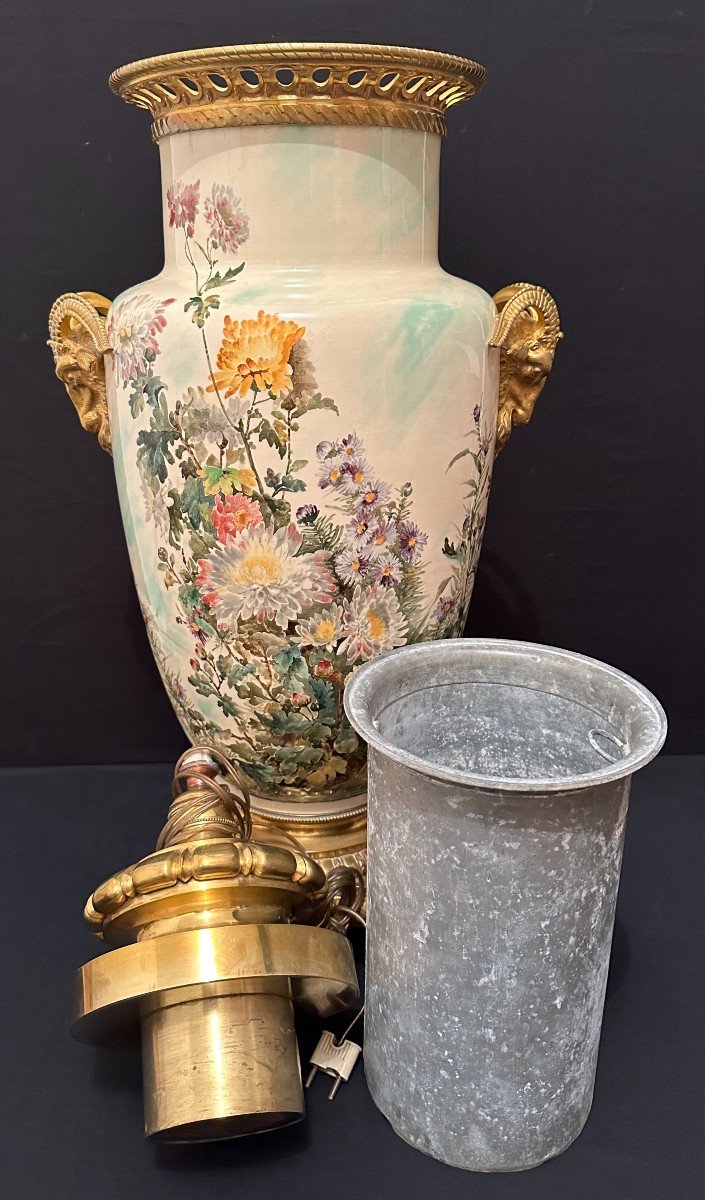 Very Important Keller And Guérin Lunéville Lamp Vase 80 Cm Mounted Gilt Bronze 1880-photo-6