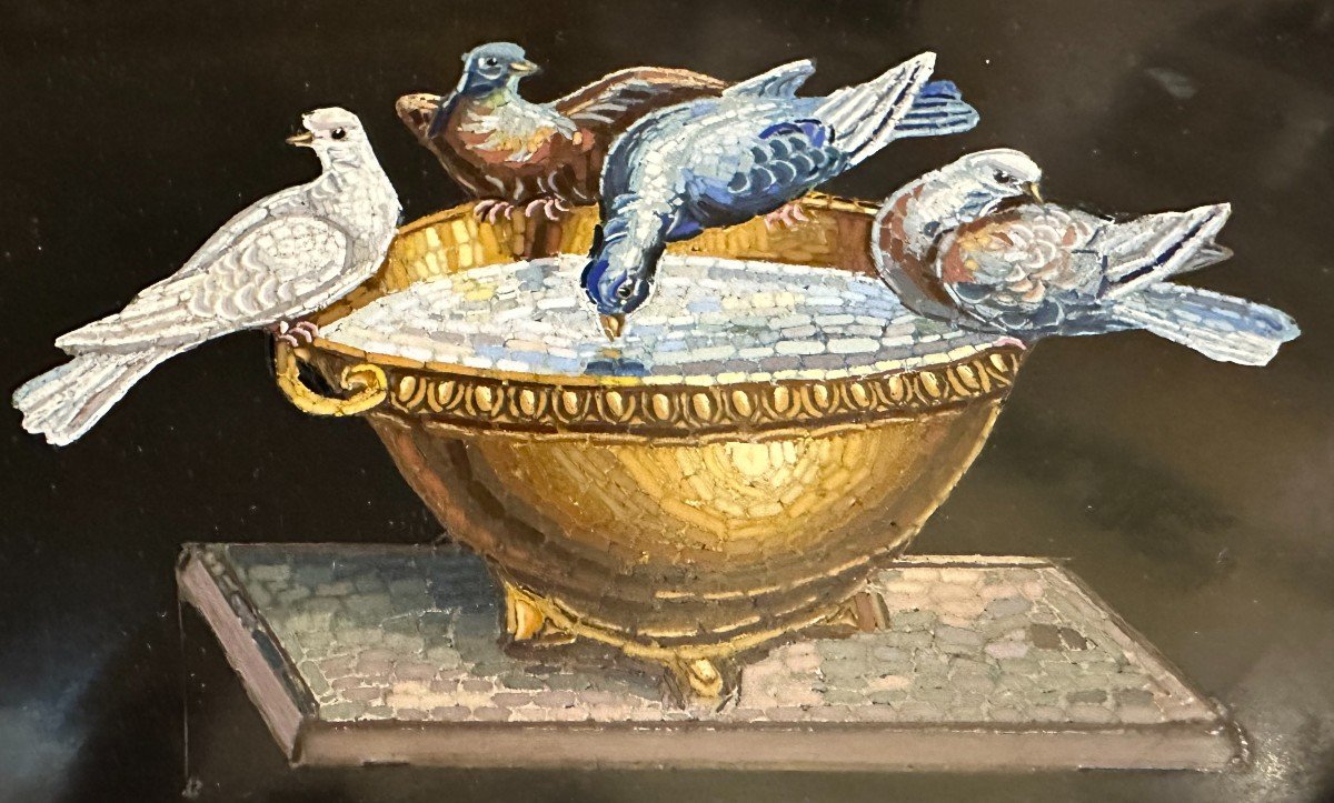 Micro Mosaic Paperweight The Doves Of Pliny Rome Circa 1850-photo-4