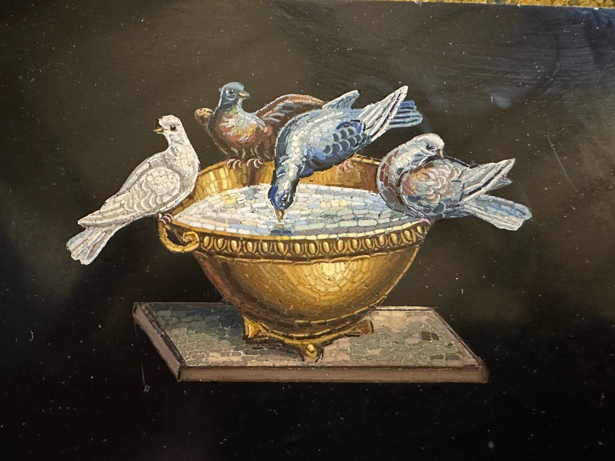 Micro Mosaic Paperweight The Doves Of Pliny Rome Circa 1850