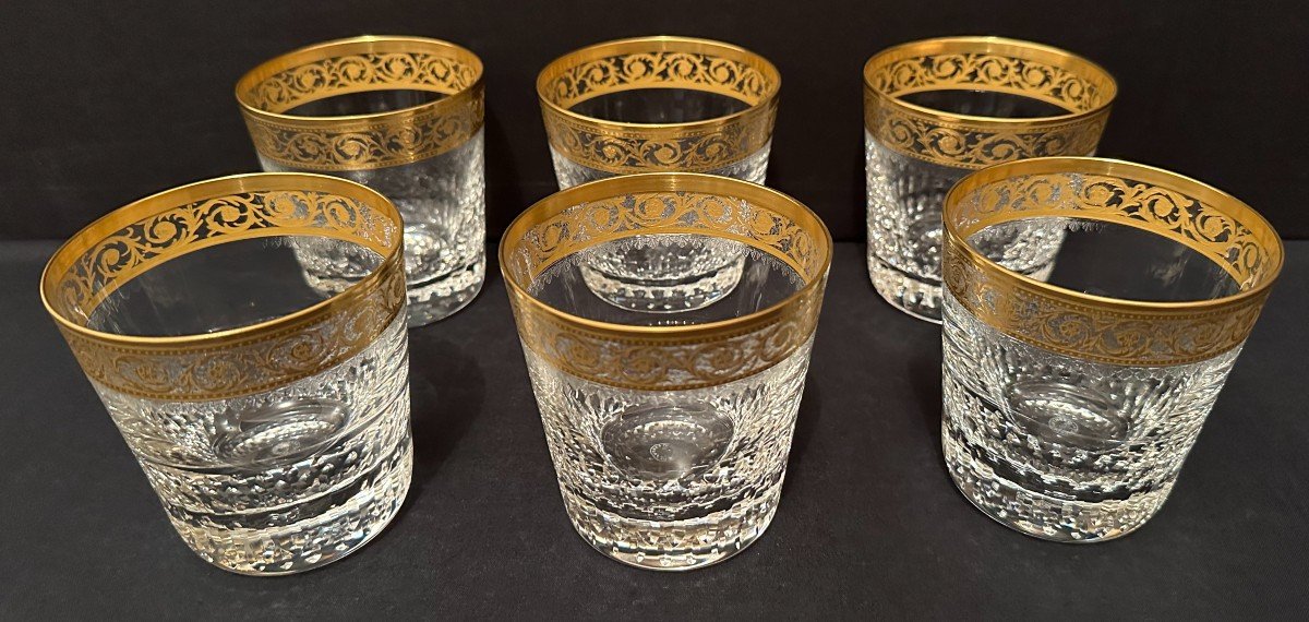 6 Verres à Whisky Cristal Doré Saint Louis Modèle Thistle