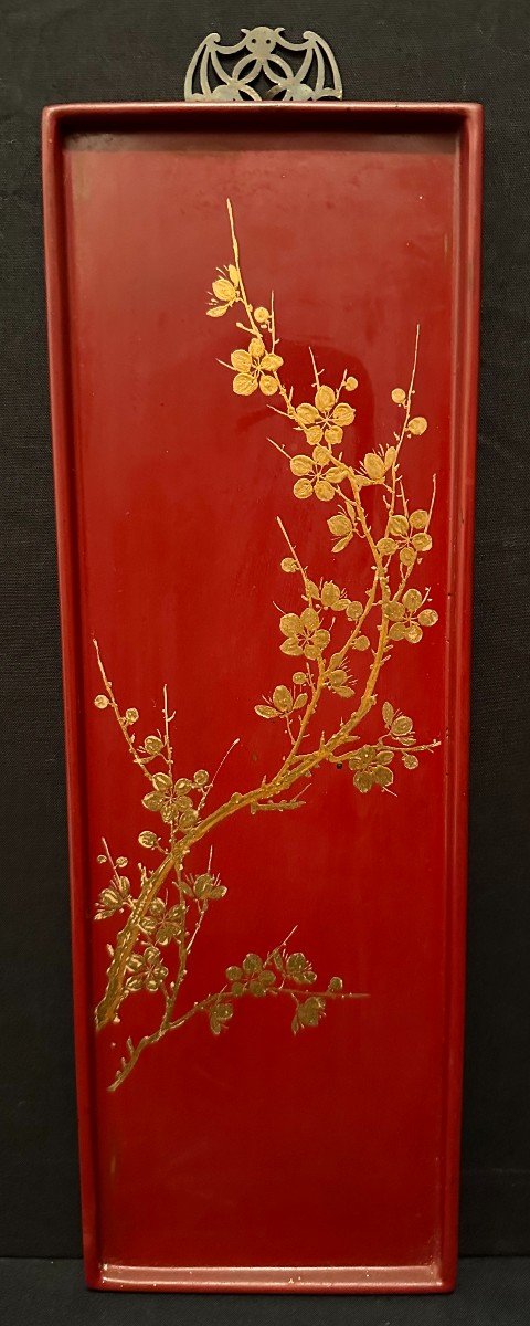 4 Red And Gold Lacquer Panels The Four Seasons By Thanh Le Vietnam Circa 1950-photo-2