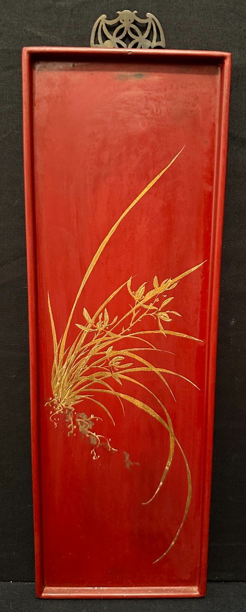 4 Red And Gold Lacquer Panels The Four Seasons By Thanh Le Vietnam Circa 1950-photo-4