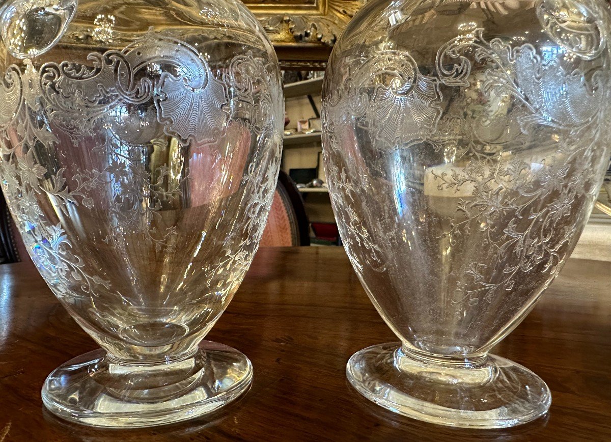 Pair Of Ewers And Crystal Carafe Model Cléo By Saint Louis-photo-2