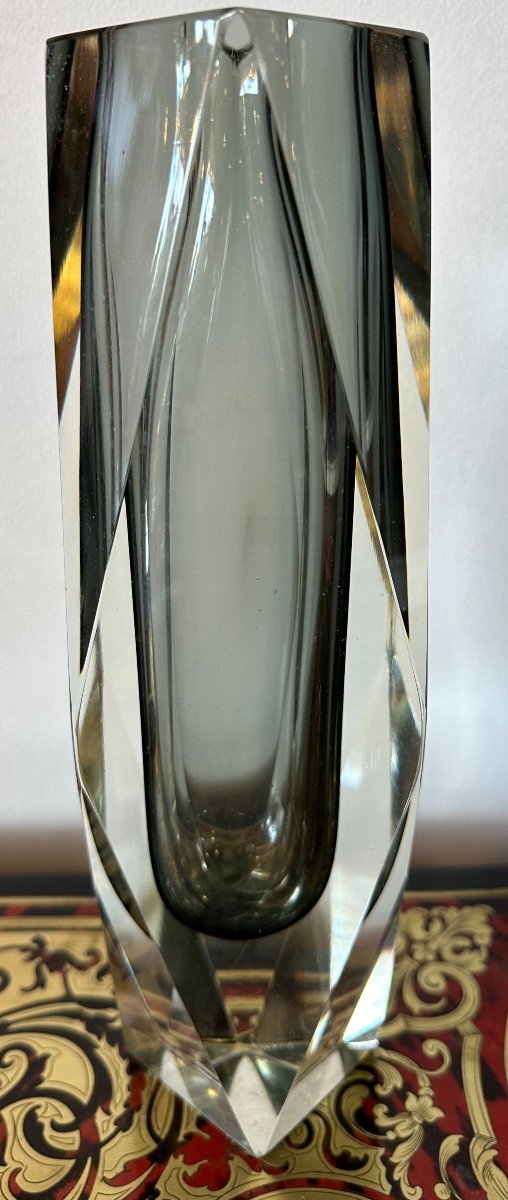 Sommerso Crystal Vase By Flavio Poli For Alessandro Mandruzzato In Murano Circa 1960-photo-2
