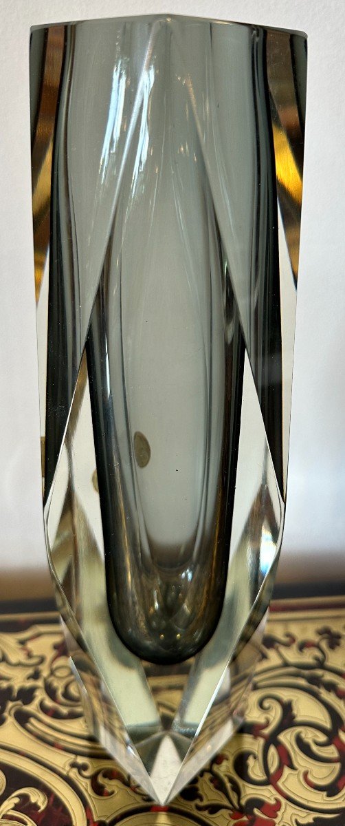 Sommerso Crystal Vase By Flavio Poli For Alessandro Mandruzzato In Murano Circa 1960-photo-4