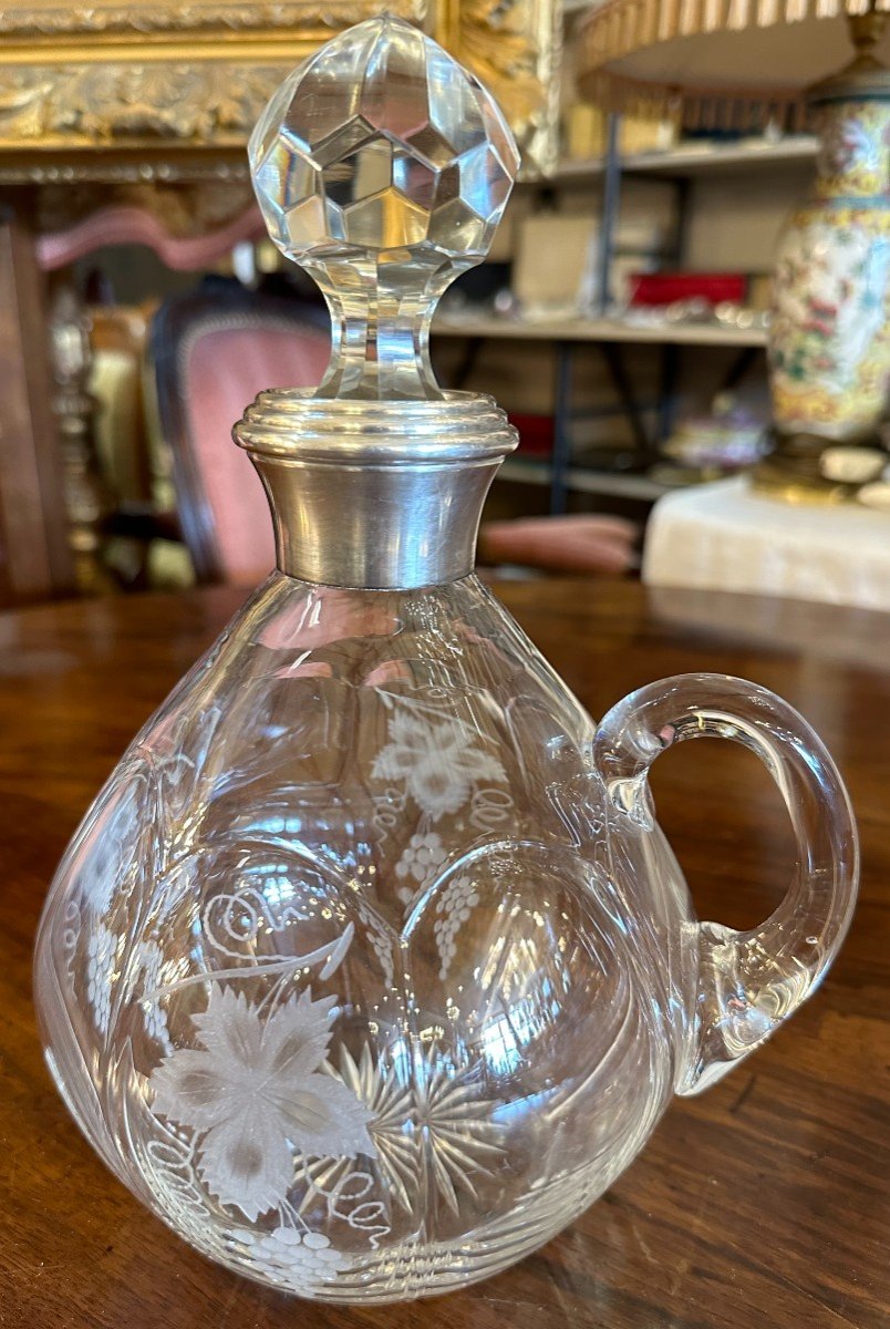 Crystal And Silver Wine Carafe Ewer Goldsmith Levert & Cie Res Non Verba-photo-3