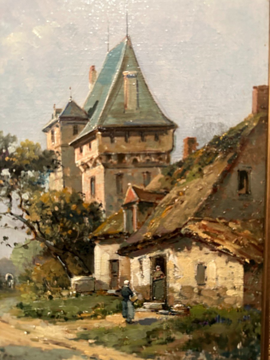 Tableau Le Château De Menoncourt Par Gustave Mascart XIXème-photo-3