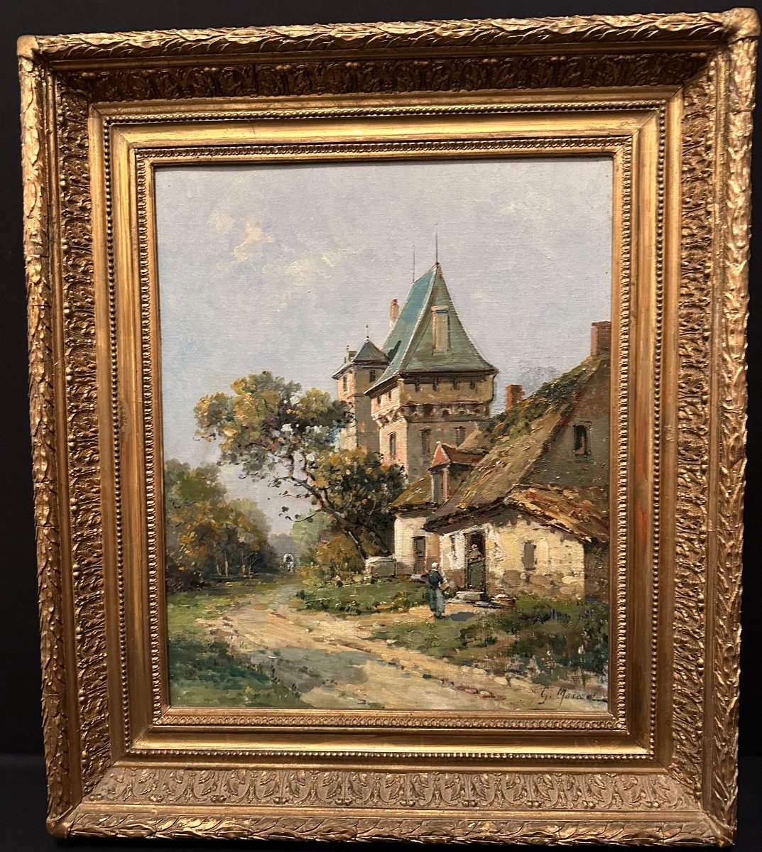 Painting The Château De Menoncourt By Gustave Mascart XIXth Century