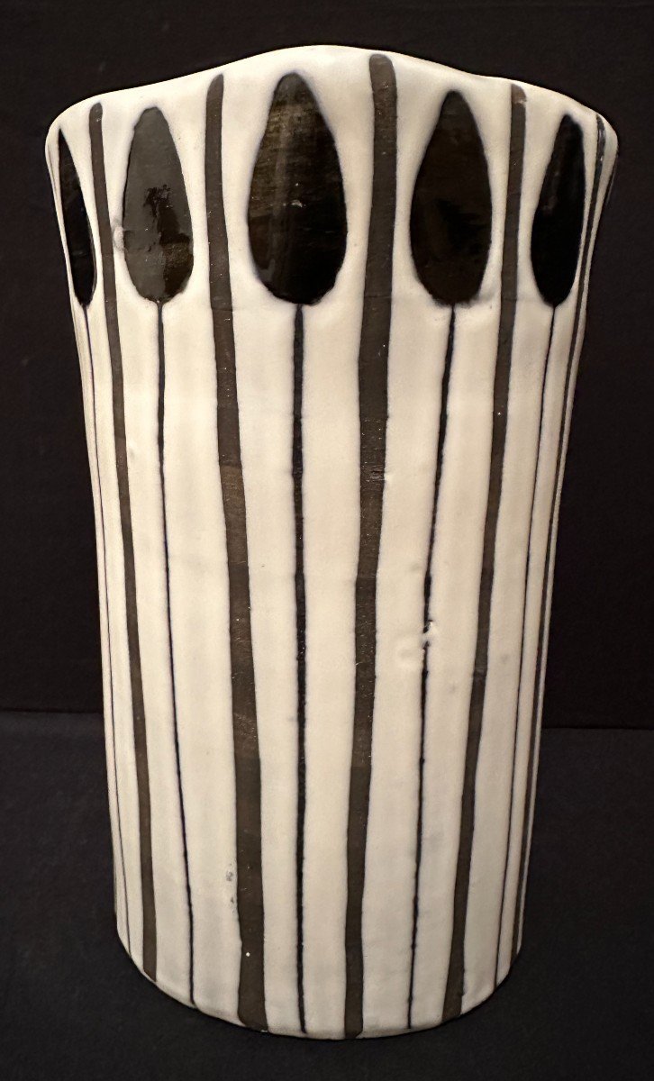 Pitcher N 27 Decorated With Black Spears By Roger Capron In Vallauris 1953-photo-3