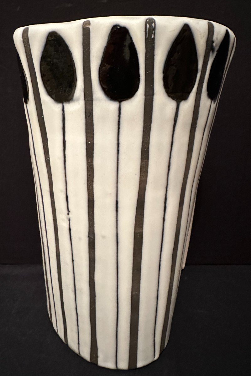 Pitcher N 27 Decorated With Black Spears By Roger Capron In Vallauris 1953-photo-4