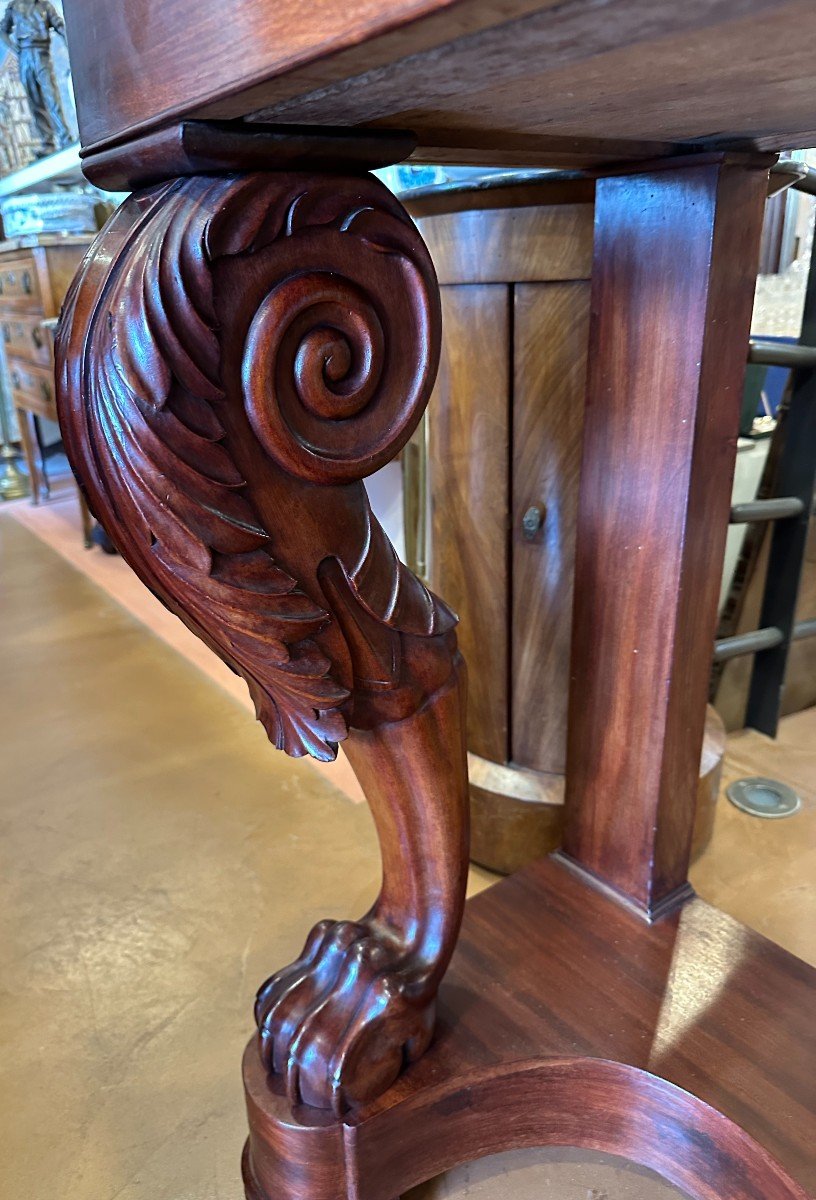 Mahogany Claw Feet Serving Console, 19th Century Restoration Period-photo-3