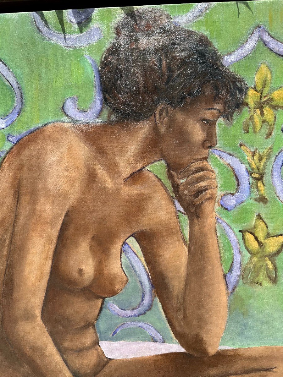 Painting Young Naked Woman By Jean-pierre Ballagny 1991 Saint-barthélemy Antilles-photo-3