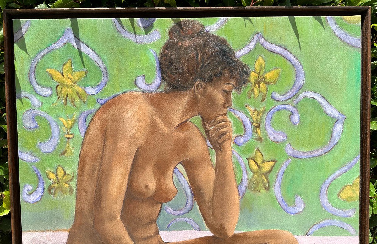 Painting Young Naked Woman By Jean-pierre Ballagny 1991 Saint-barthélemy Antilles-photo-4