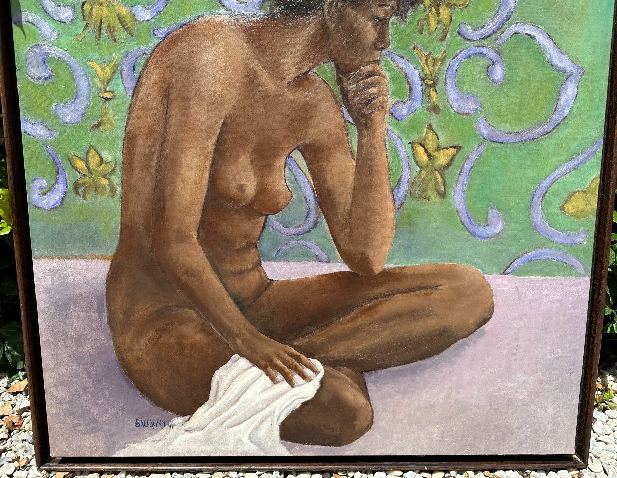 Painting Young Naked Woman By Jean-pierre Ballagny 1991 Saint-barthélemy Antilles-photo-1