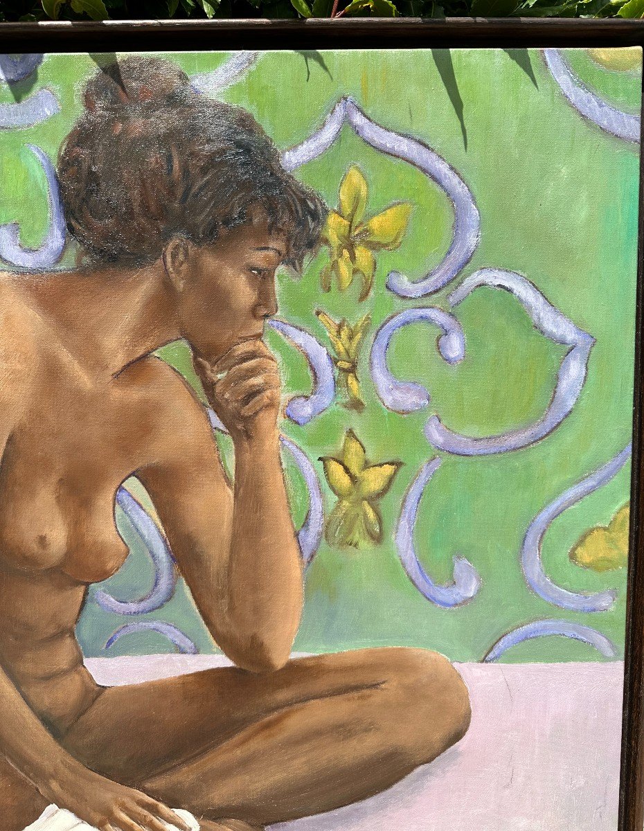 Painting Young Naked Woman By Jean-pierre Ballagny 1991 Saint-barthélemy Antilles-photo-5