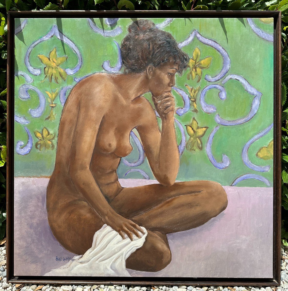 Painting Young Naked Woman By Jean-pierre Ballagny 1991 Saint-barthélemy Antilles