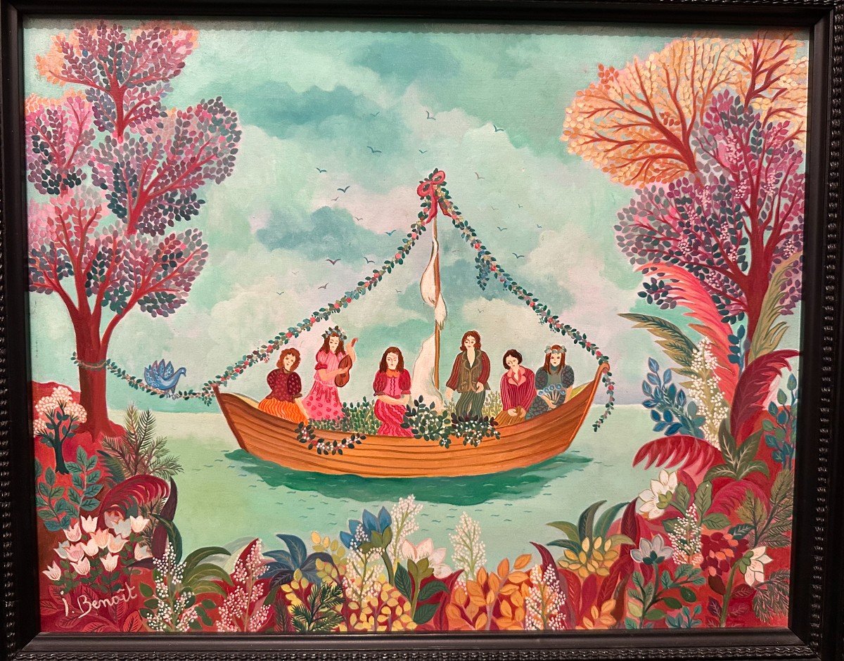 Naive Art Painting The Boat By Jacqueline Benoit -photo-2