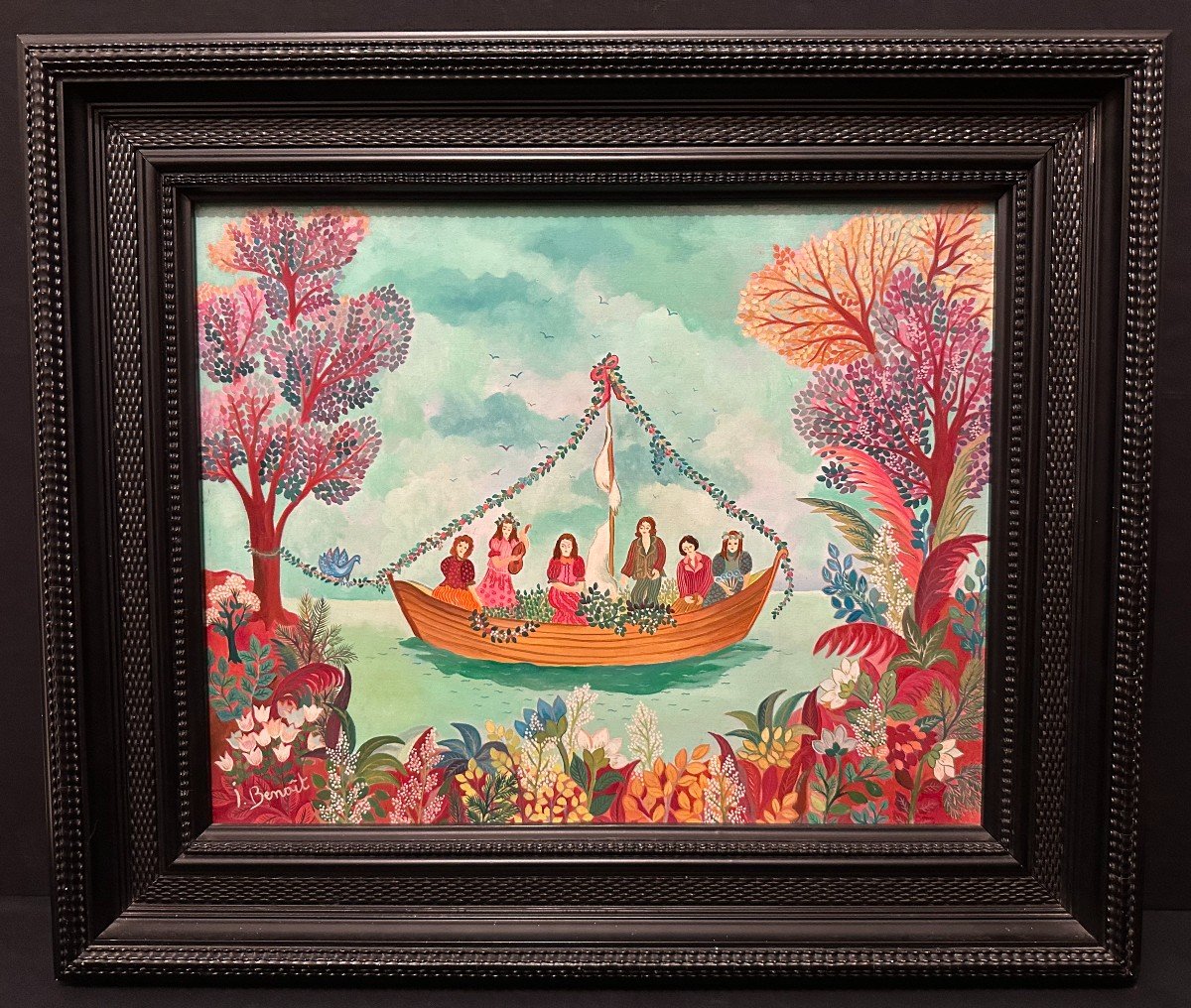 Naive Art Painting The Boat By Jacqueline Benoit 