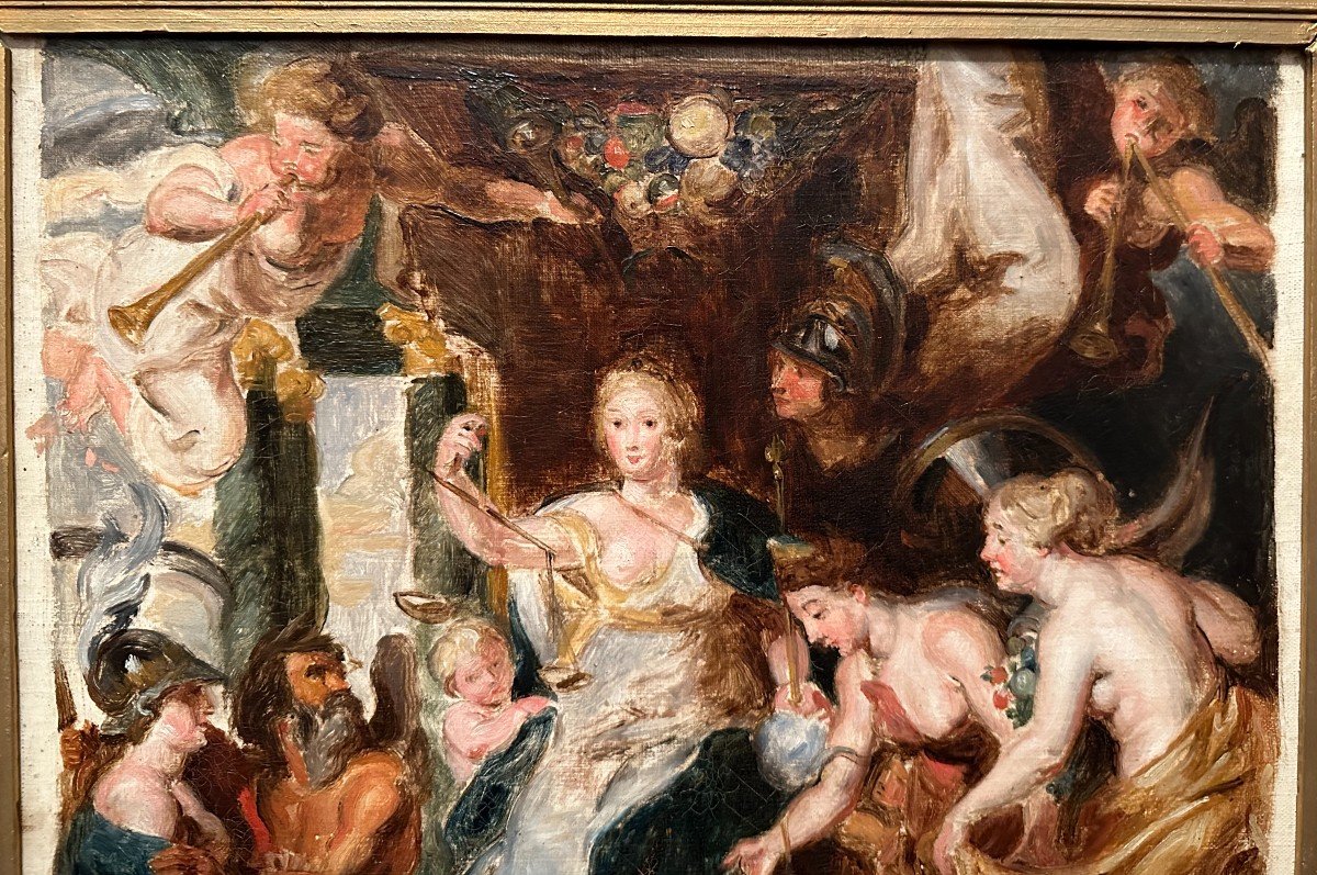 Painting The Happiness Of The Regency Of Marie De Medici After Peter Paul Rubens -photo-3