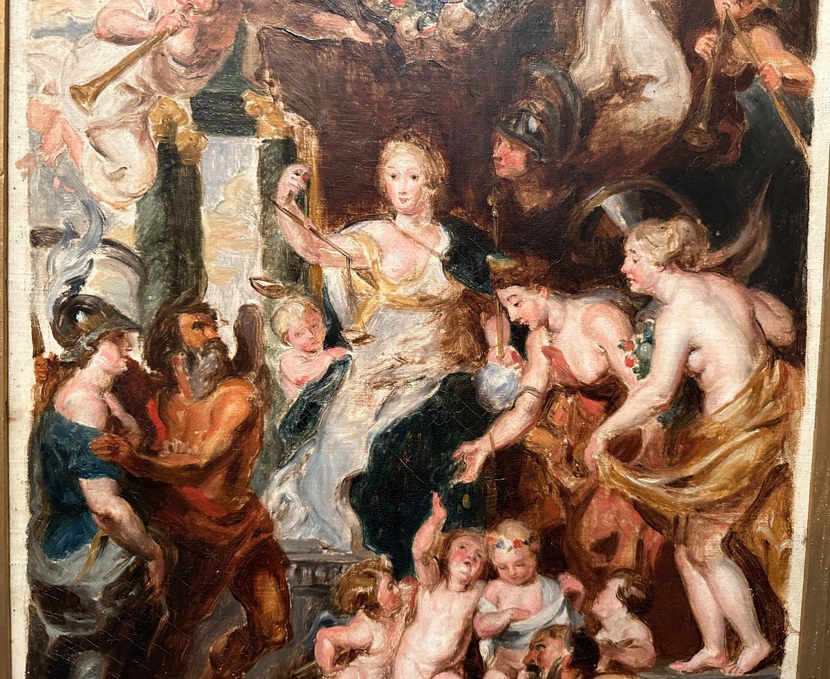 Painting The Happiness Of The Regency Of Marie De Medici After Peter Paul Rubens -photo-4