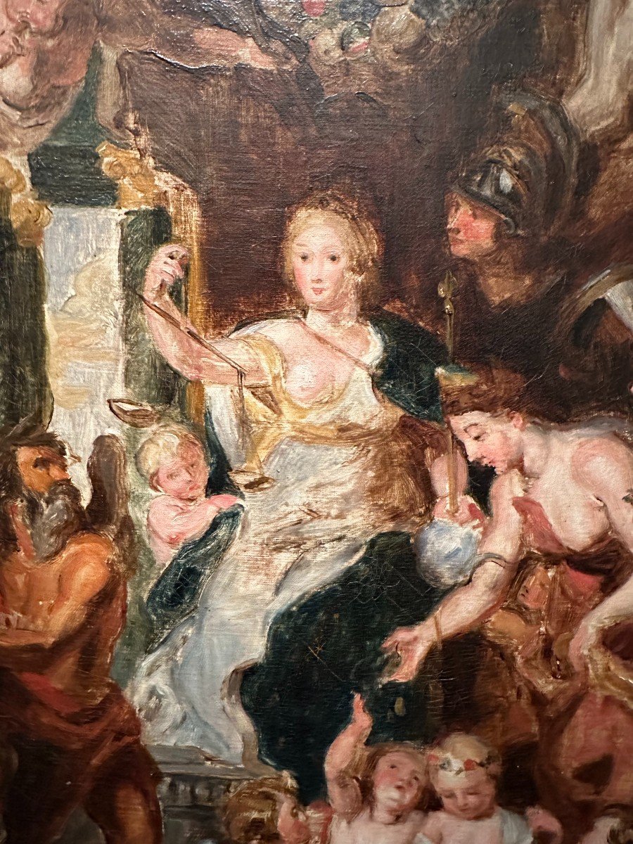 Painting The Happiness Of The Regency Of Marie De Medici After Peter Paul Rubens -photo-2