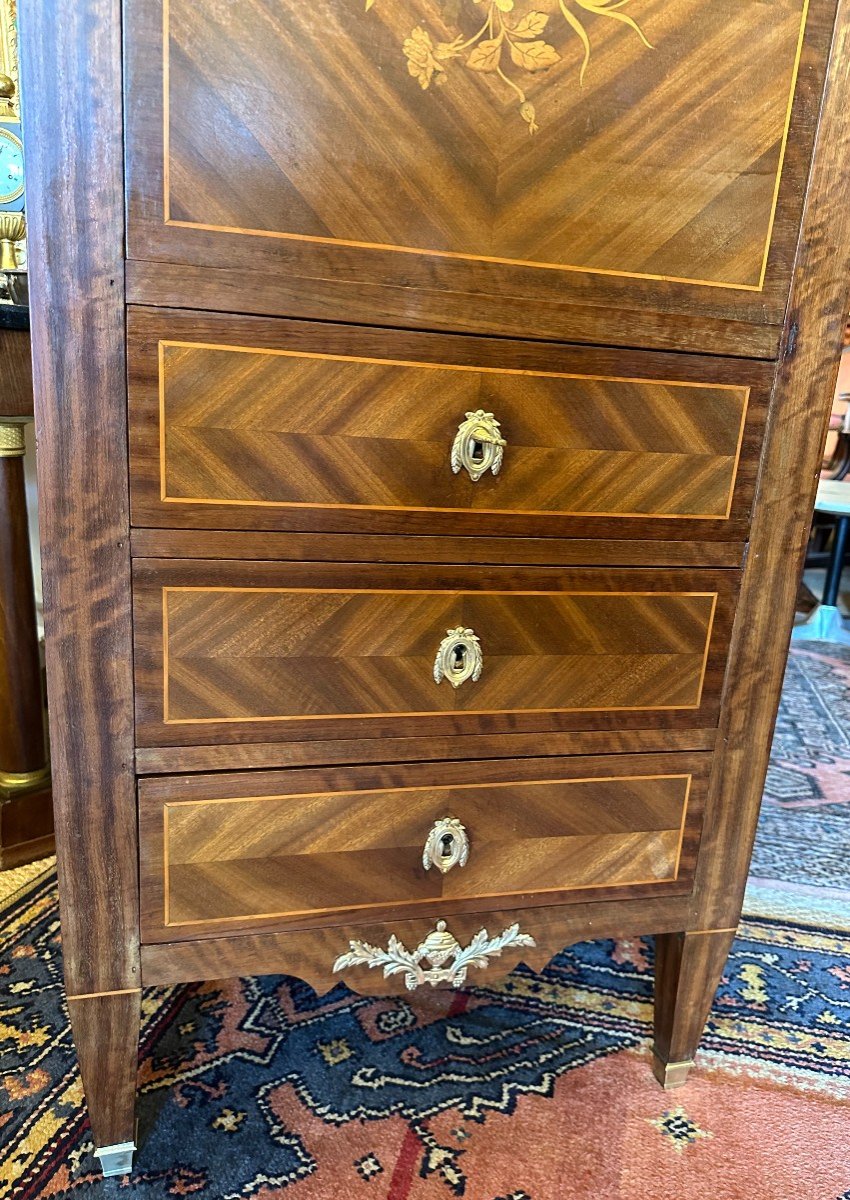 Small Lady's Secretary, Louis XVI Style, Mahogany Marquetry, Late 19th Century-photo-4