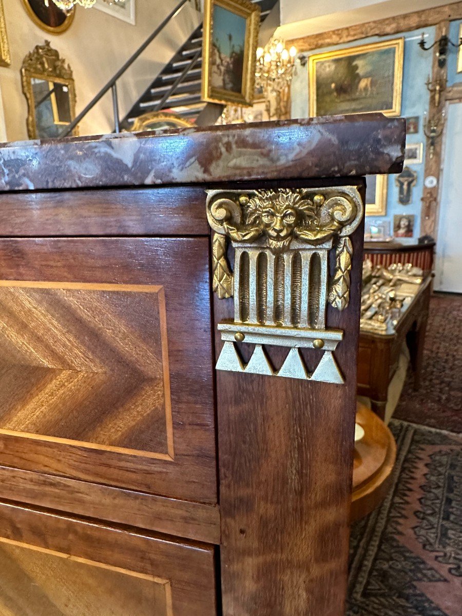 Small Lady's Secretary, Louis XVI Style, Mahogany Marquetry, Late 19th Century-photo-4