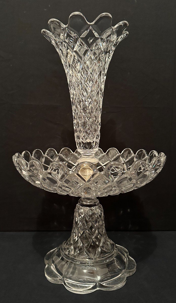 Baccarat Centerpiece 40,5 Cm And Cup On Crystal Foot 19th Century-photo-2