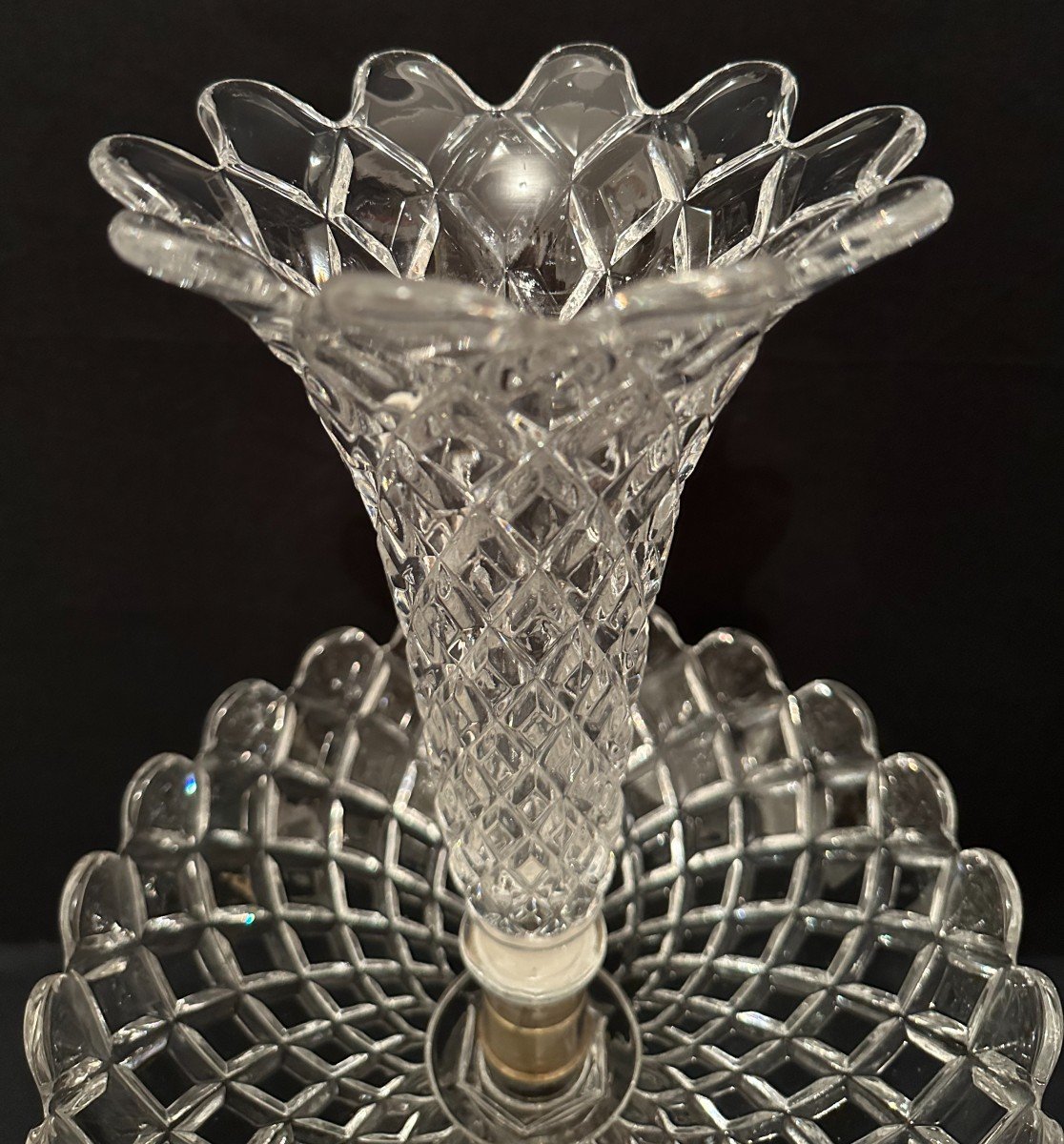 Baccarat Centerpiece 40,5 Cm And Cup On Crystal Foot 19th Century-photo-3