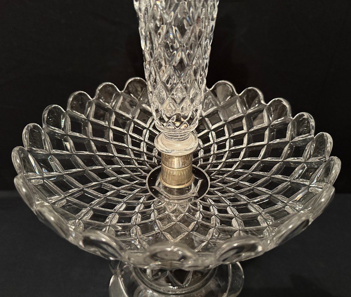 Baccarat Centerpiece 40,5 Cm And Cup On Crystal Foot 19th Century-photo-4