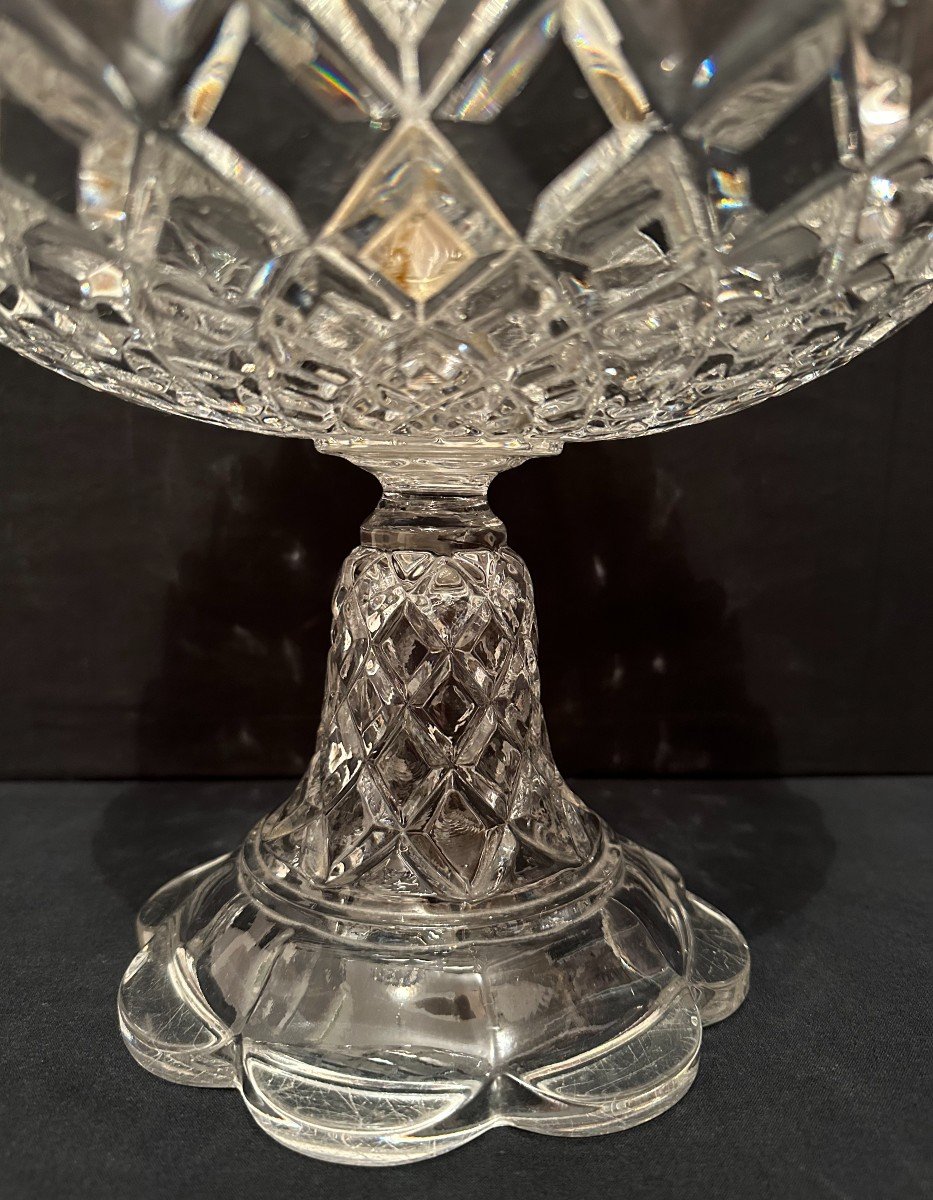 Baccarat Centerpiece 40,5 Cm And Cup On Crystal Foot 19th Century-photo-1