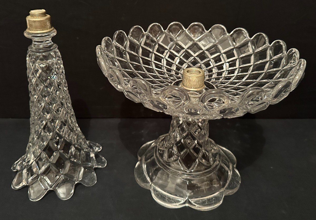 Baccarat Centerpiece 40,5 Cm And Cup On Crystal Foot 19th Century-photo-2