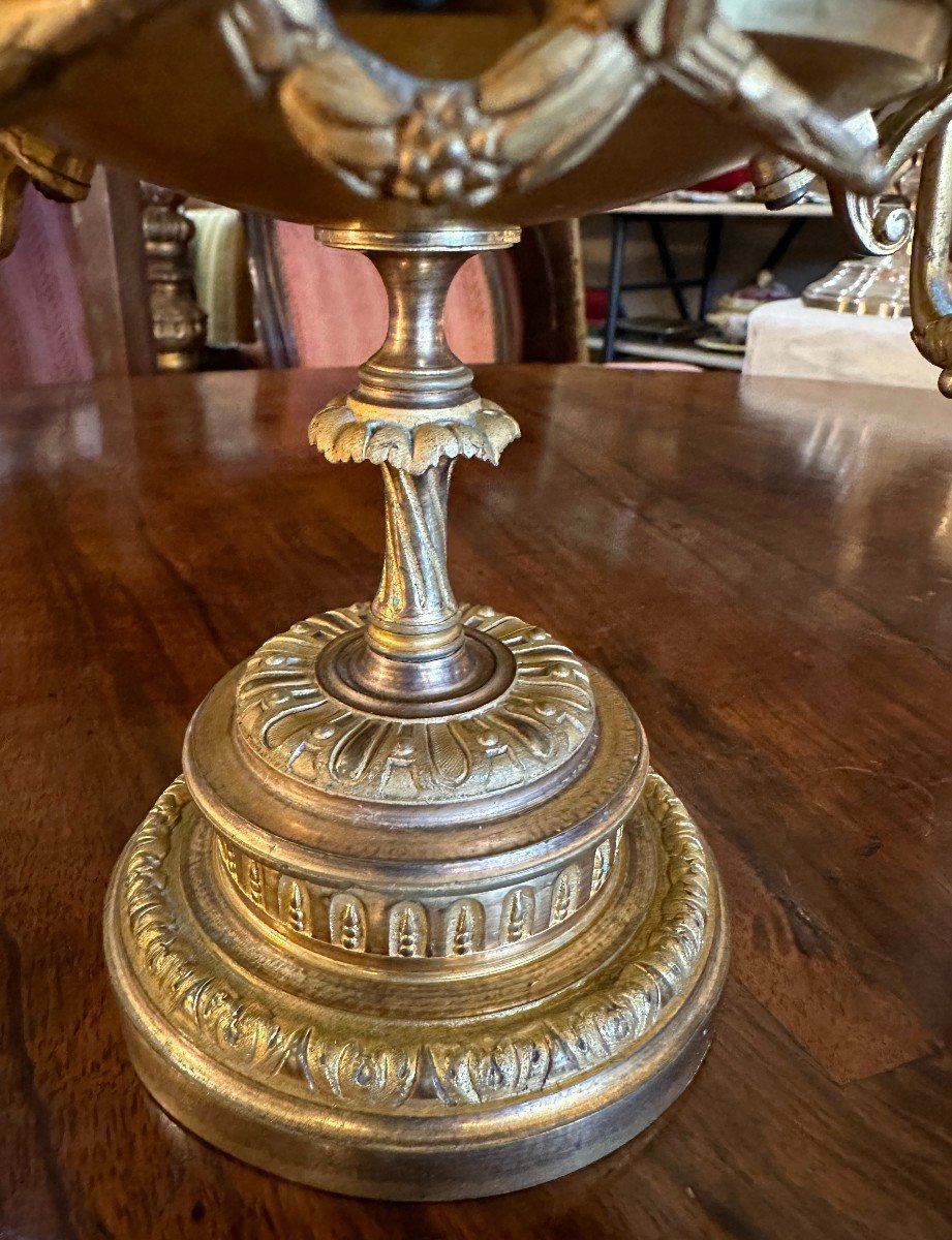 Pair Of Gilt Bronze Cups Napoleon III Period 19th Century-photo-3