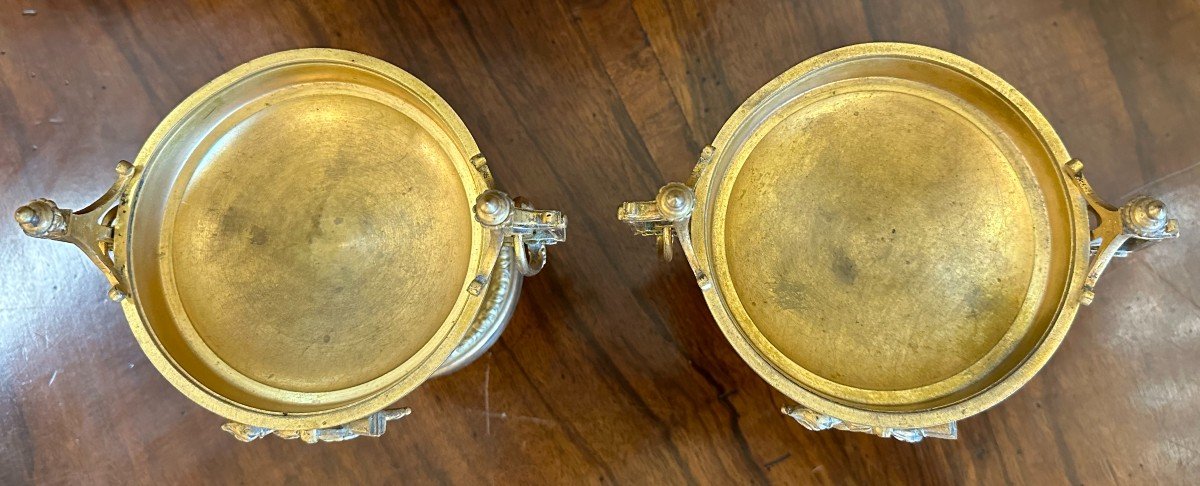 Pair Of Gilt Bronze Cups Napoleon III Period 19th Century-photo-8