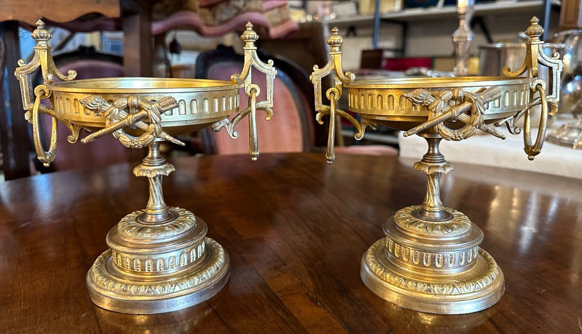 Pair Of Gilt Bronze Cups Napoleon III Period 19th Century