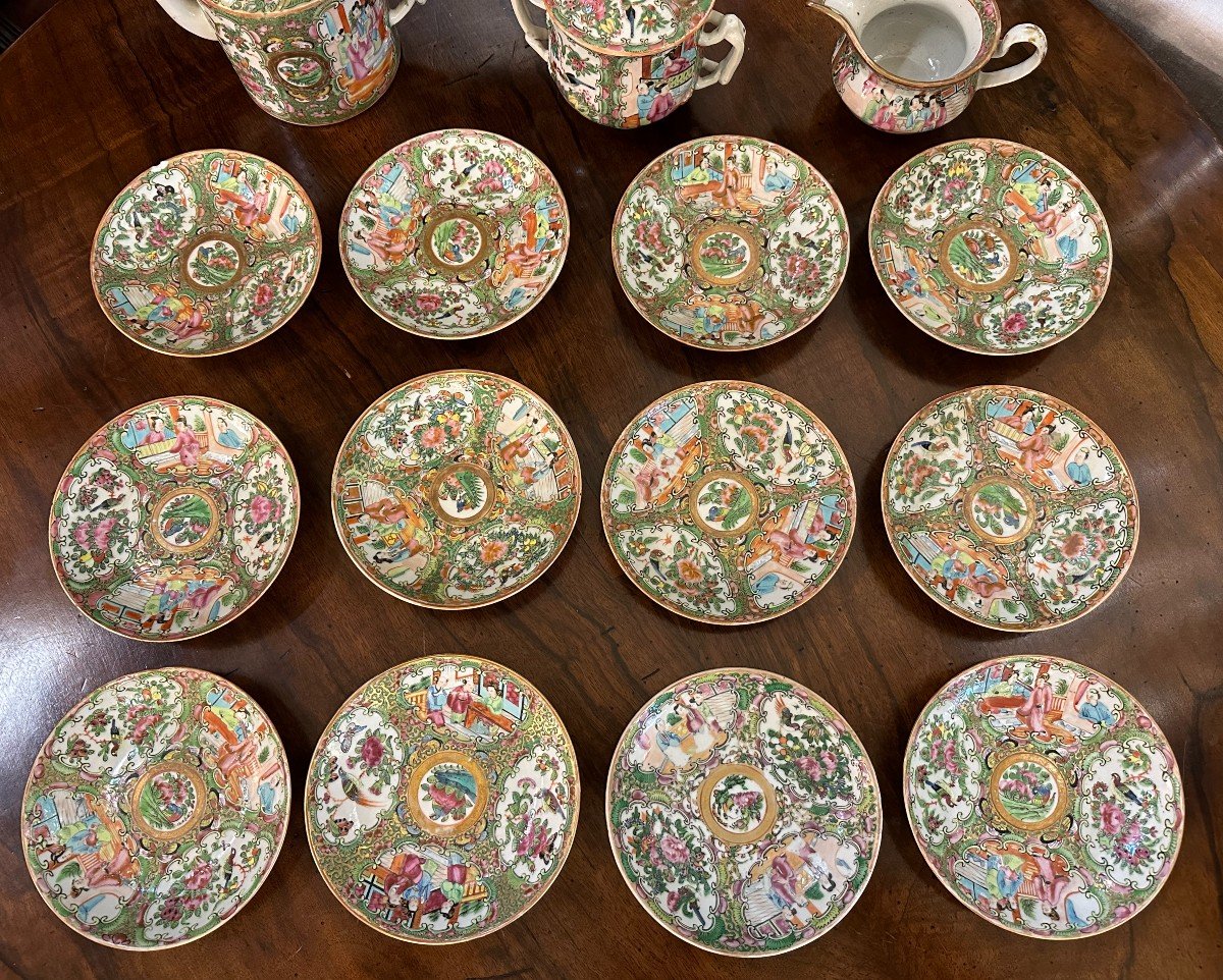 China 19th Century Canton Porcelain Tea Set-photo-5