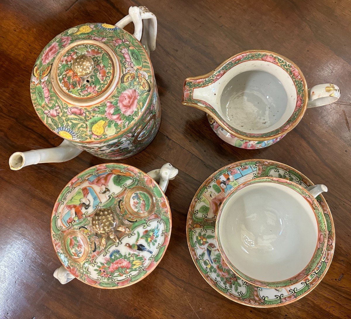 China 19th Century Canton Porcelain Tea Set-photo-6