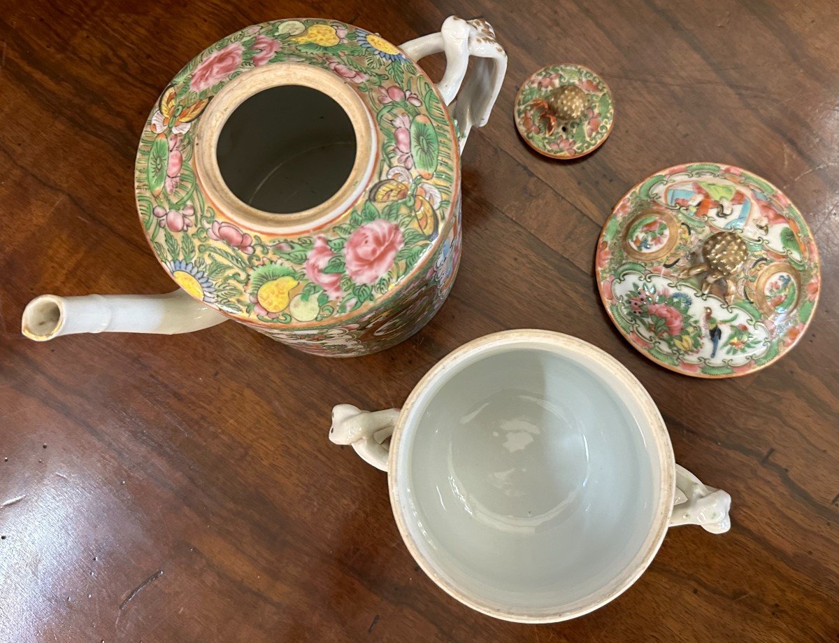 China 19th Century Canton Porcelain Tea Set-photo-7