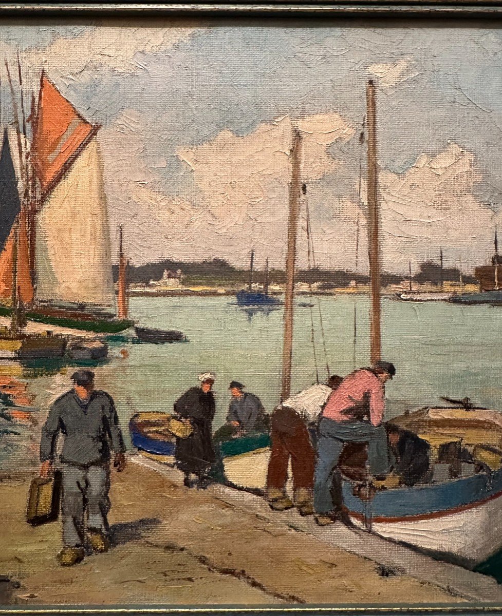 Tableau Retour De Pêche à Concarneau  Finistère Par André Demoly-photo-4