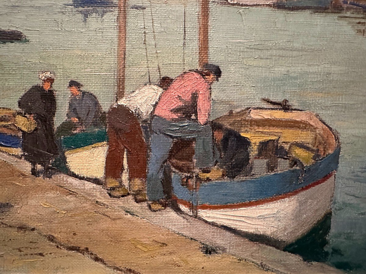 Tableau Retour De Pêche à Concarneau  Finistère Par André Demoly-photo-4