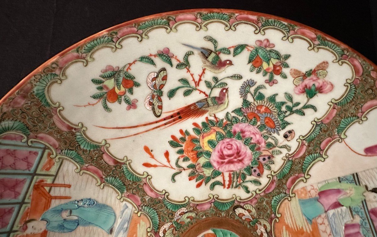 Chine Grand Plat Creux Porcelaine  En Émaux De Canton Fin XIXème-photo-3