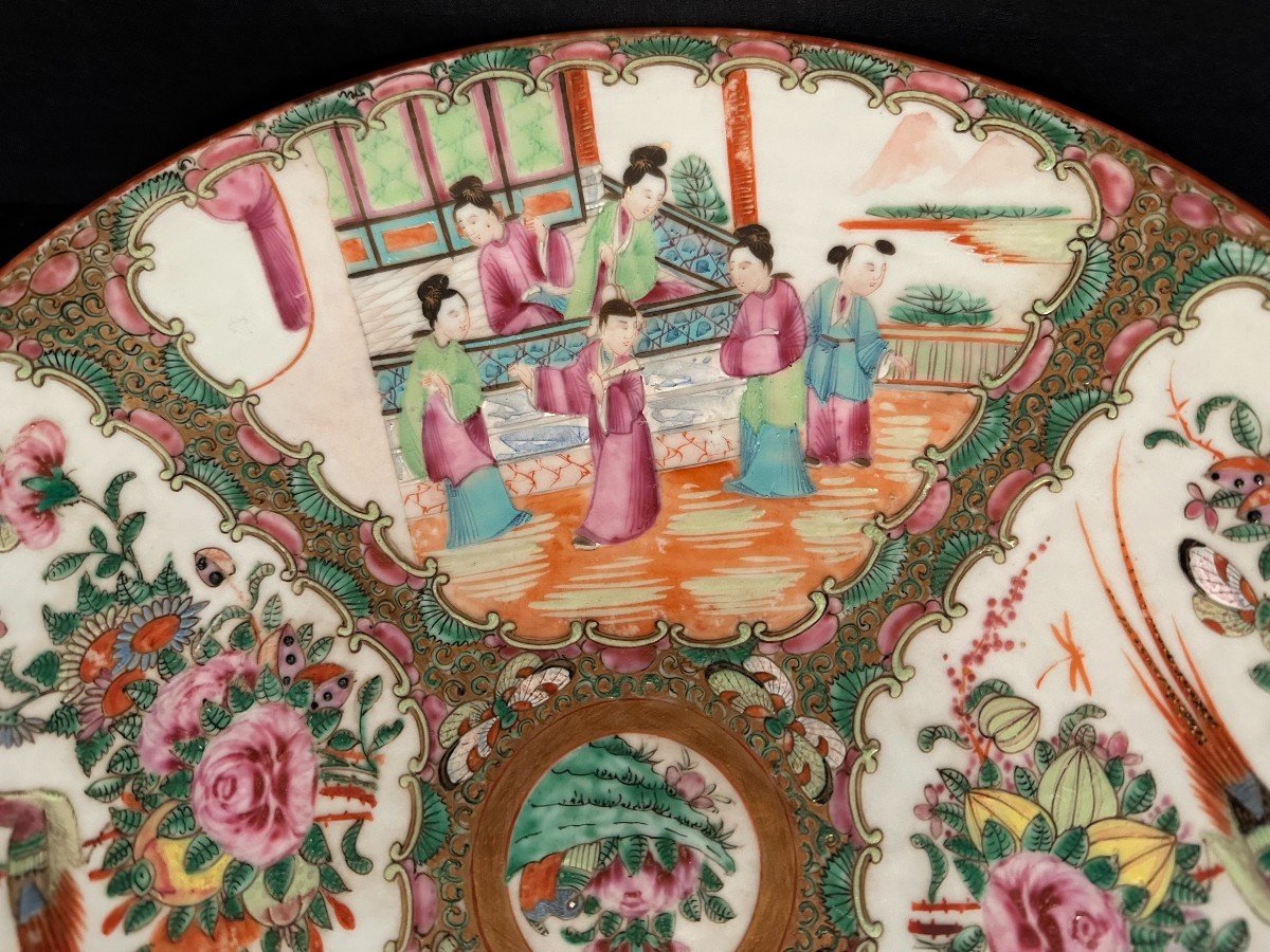 Chine Grand Plat Creux Porcelaine  En Émaux De Canton Fin XIXème-photo-4