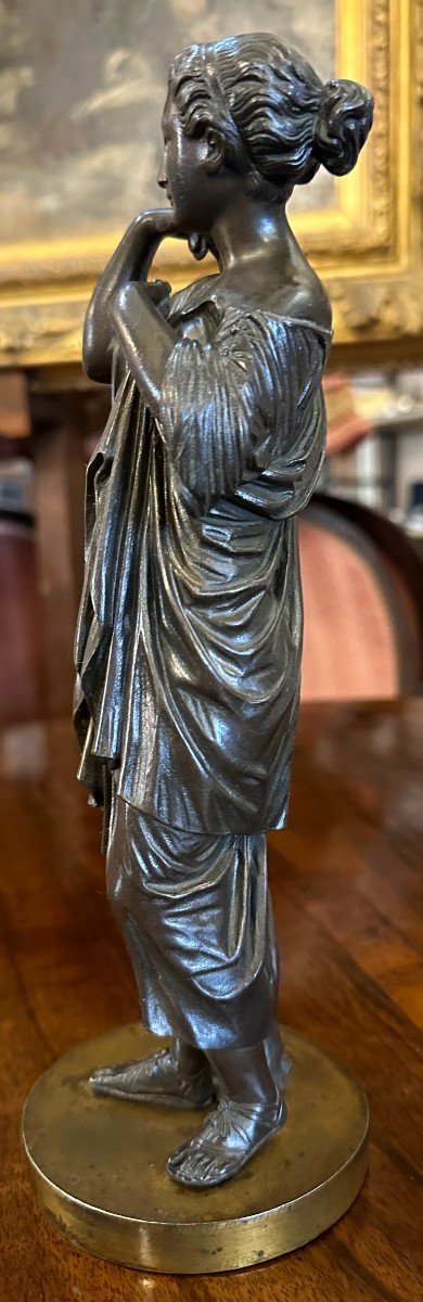 Small Bronze Woman Artemis Diane De Gabies Cast 19th Century-photo-2