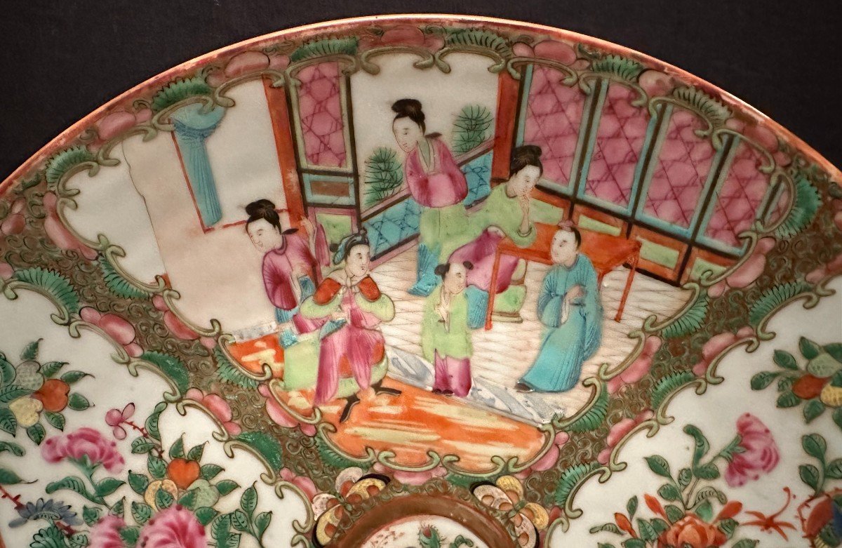 Chine Grand Plat  Porcelaine En Émaux De Canton Fin XIXème-photo-2